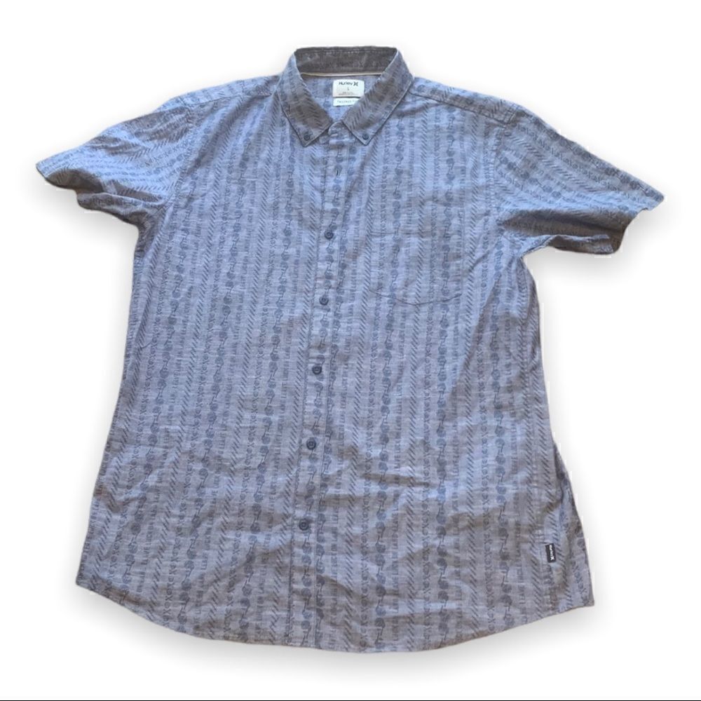Hurley‎ Button Down Shirt Mens Large Blue Skulls Roses